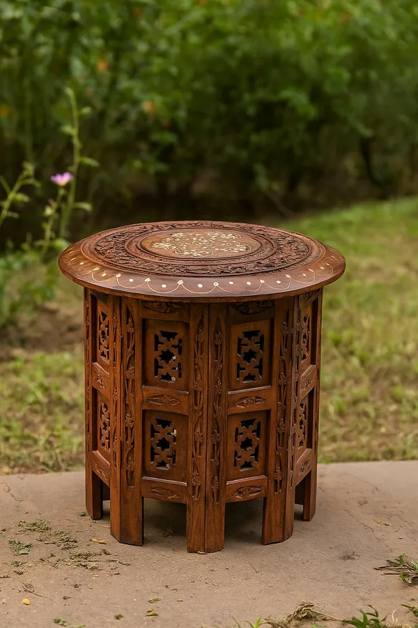 Brown_12_Inches_Vintage_Looking_Sheesham_Wood_Octa_Table_With_Handcrafted_Top_And_Handcrafted_Curtain_Legs