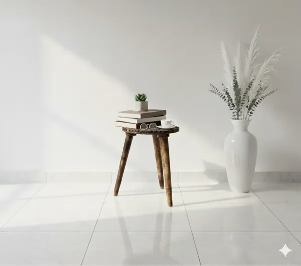 Brown_16_Inches_Wooden_Log_Folable_Three_Legged_Table