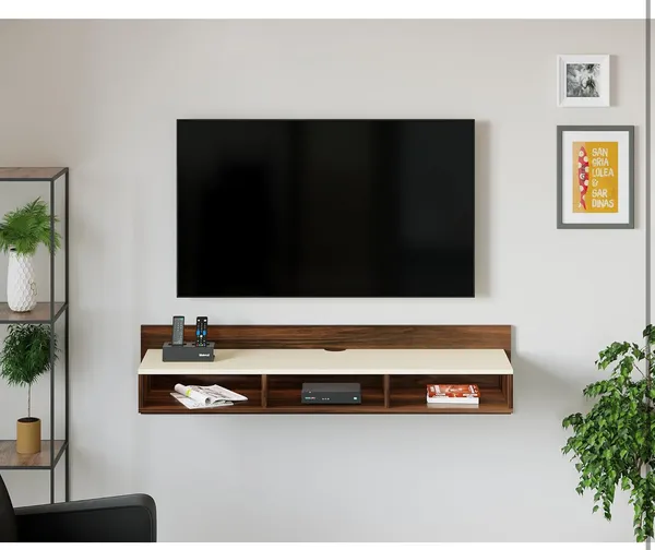 White_Brown_Long_TV_Console_Unit,_Suitable_For_Smart_TV_To_32_Inches