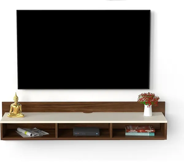 White_Brown_Long_TV_Console_Unit,_Suitable_For_Smart_TV_To_32_Inches