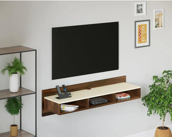 White_Brown_Long_TV_Console_Unit,_Suitable_For_Smart_TV_To_32_Inches
