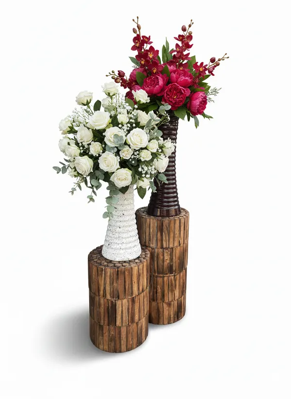 White_Black_Texture_Flower_Pot_(_Set_Of_Two)