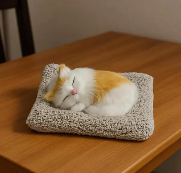 White_Brown_Cute_Little_Sleeping_Cat_For_Home_And_Car_Decor