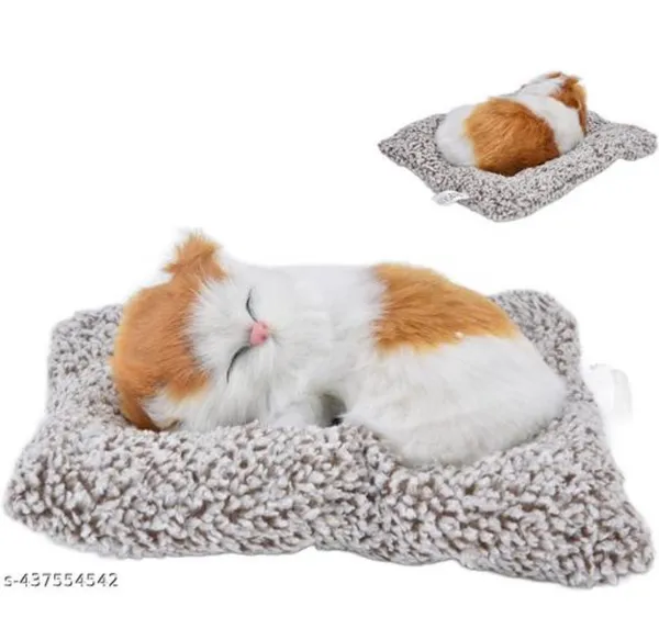 White_Brown_Cute_Little_Sleeping_Cat_For_Home_And_Car_Decor