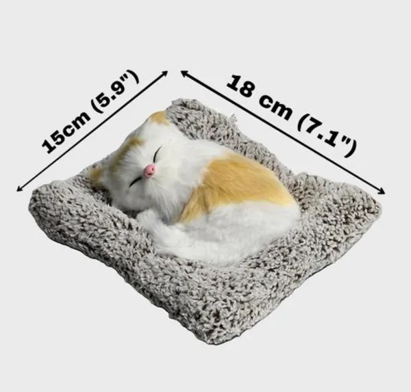 White_Brown_Cute_Little_Sleeping_Cat_For_Home_And_Car_Decor