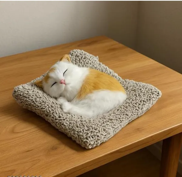 White_Brown_Cute_Little_Sleeping_Cat_For_Home_And_Car_Decor
