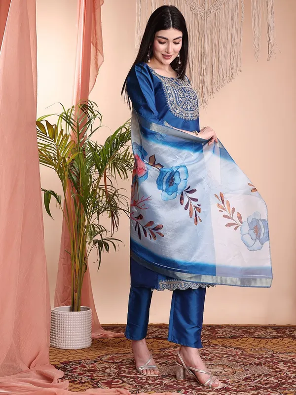Blue_Art_Silk_Embroidered_Kurti__Pant_Dupatta_Set_For_Women