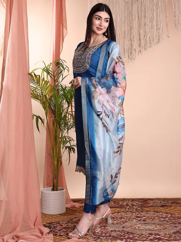 Blue_Art_Silk_Embroidered_Kurti__Pant_Dupatta_Set_For_Women