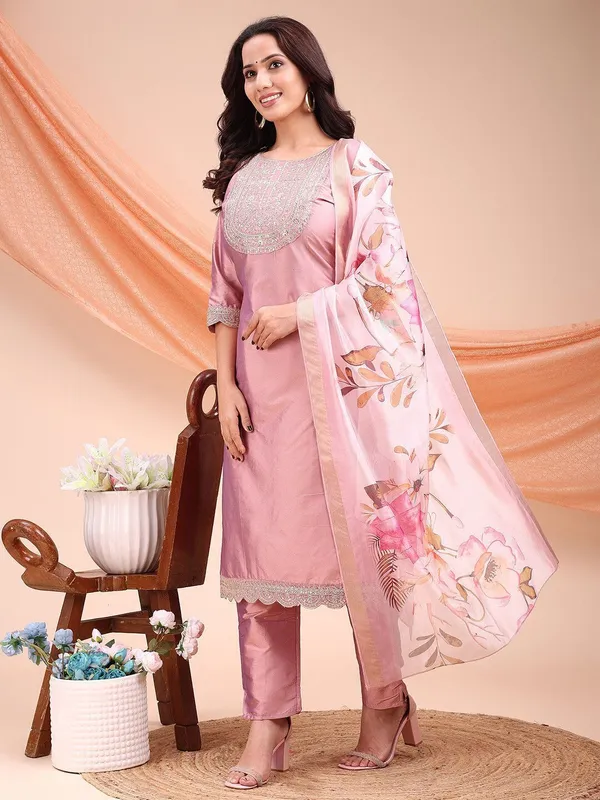 Light_Pink_Art_Silk_Embroidered_Kurti_Pant_Dupatta_Set_For_Women