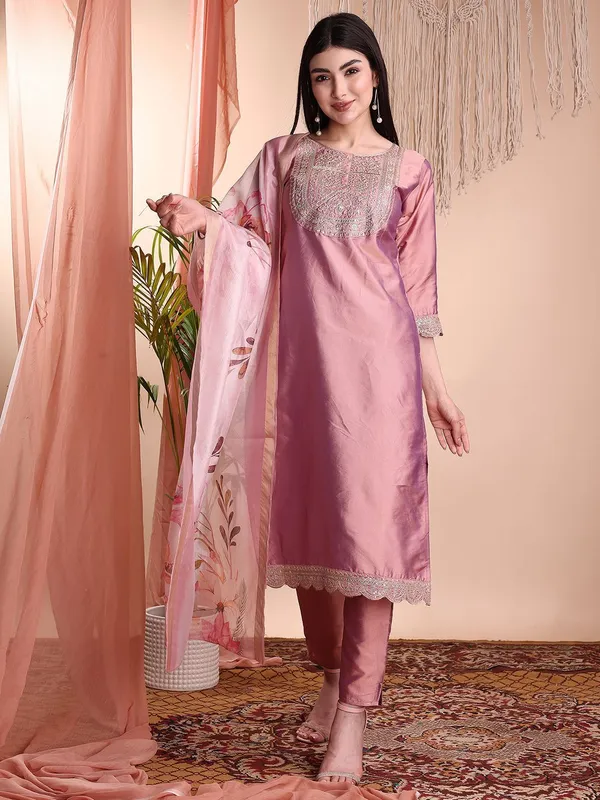 Pink_Art_Silk_Embroidered_Kurti_Pant_Dupatta_Set_For_Women