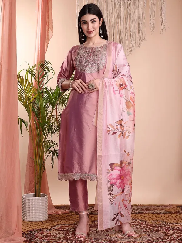 Pink_Art_Silk_Embroidered_Kurti_Pant_Dupatta_Set_For_Women