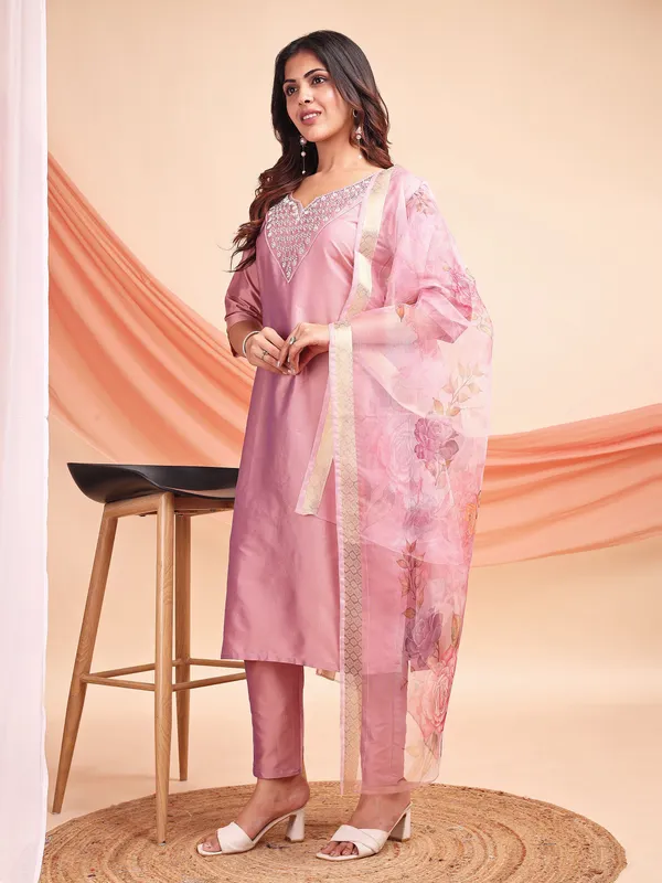 Pink_Art_Silk_Embroidered_Kurti_Pant_Dupatta_Set_For_Women