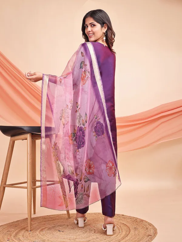 Purple_Art_Silk_Embroidered_Kurti_Pant_Dupatta_Set_For_Women