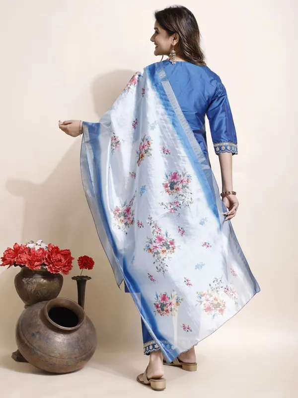 Blue_Art_Silk_Floral_Print_Kurti__Pant_Dupatta_Set_For_Women
