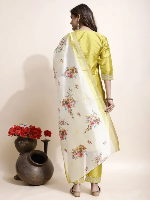 Yellow_Art_Silk_Floral_Print_Kurti__Pant_Dupatta_Set_For_Women
