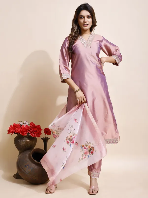 Pink_Art_Silk_Floral_Print_Kurti__Pant_Dupatta_Set_For_Women