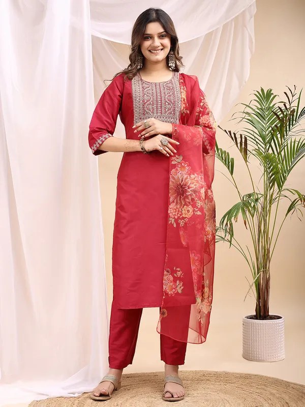 Art_Silk_Embroidered_Kurti_Pant_Dupatta_Set_For_Women