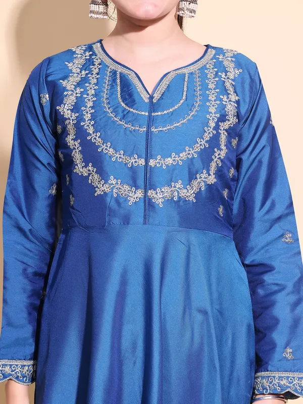 BLUE_Art_Silk_Embroidered_Anarkali_Pant_Dupatta_Set_For_Women