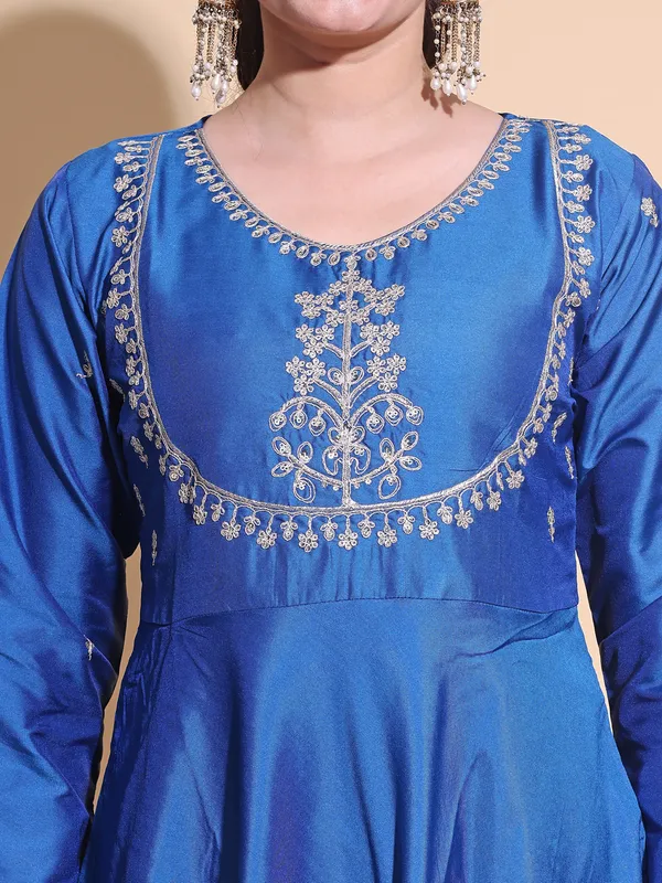 BLUE_Art_Silk_Embroidered_Anarkali_Pant_Dupatta_Set_For_Women