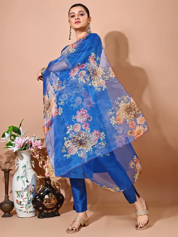 BLUE_Art_Silk_Embroidered_Kurti_Pant_Dupatta_Set_For_Women
