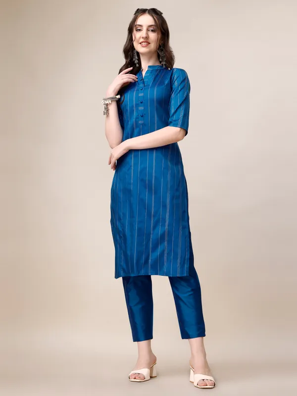 BLUE_Elegant_Pinstripe_Kurta_Set_with_Straight_Pants
