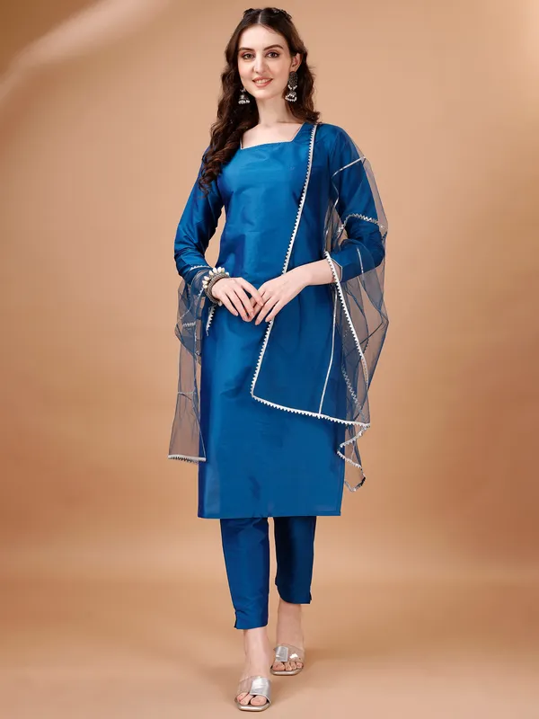 BlueTrendy_Straight_Kurta_Pant_Set_with_Designer_Dupatta