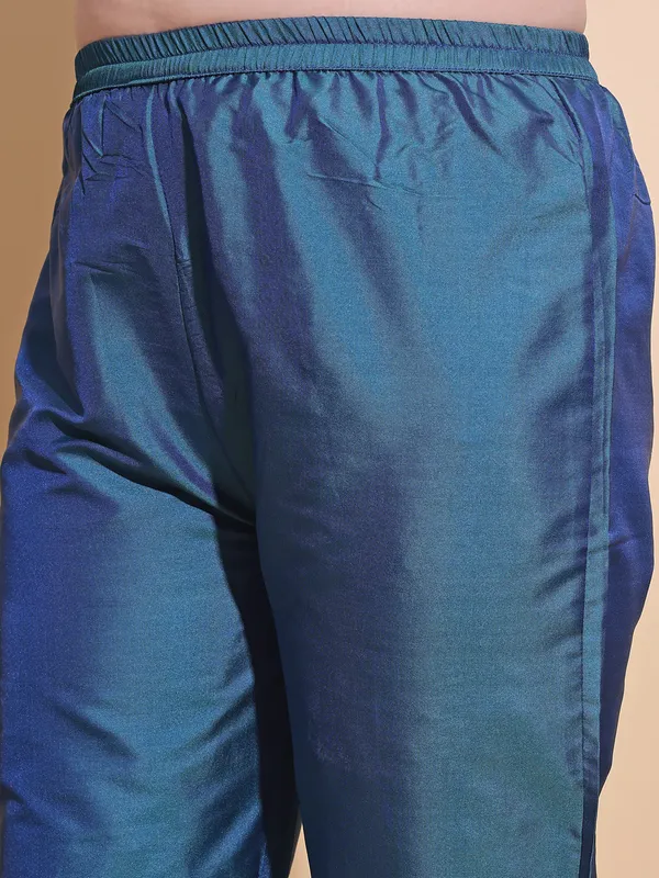Blue_Art_Silk_Embroidered_Kurti_Pant_Dupatta_Set_For_Women