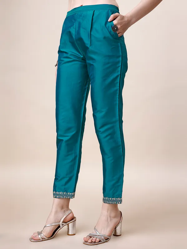 Blue_Elegant_Embroidered_Kurta_Set_with_Straight_Pants