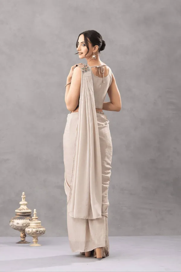 CHIKU_TRENDING_READY_TO_WEAR_SAREE_WITH_EMBROIDERED_STYLIST_BLOUSE