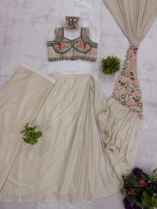CHIKU_TRENDING_READY_TO_WEAR_SAREE_WITH_EMBROIDERED_STYLIST_BLOUSE