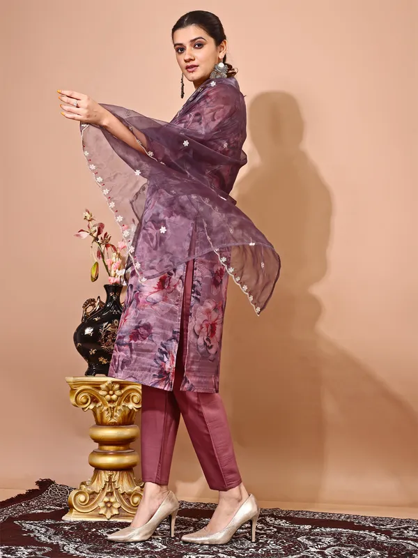 Coffee_Trendy_Straight_Kurta_Pant_Set_with_Designer_Dupatta
