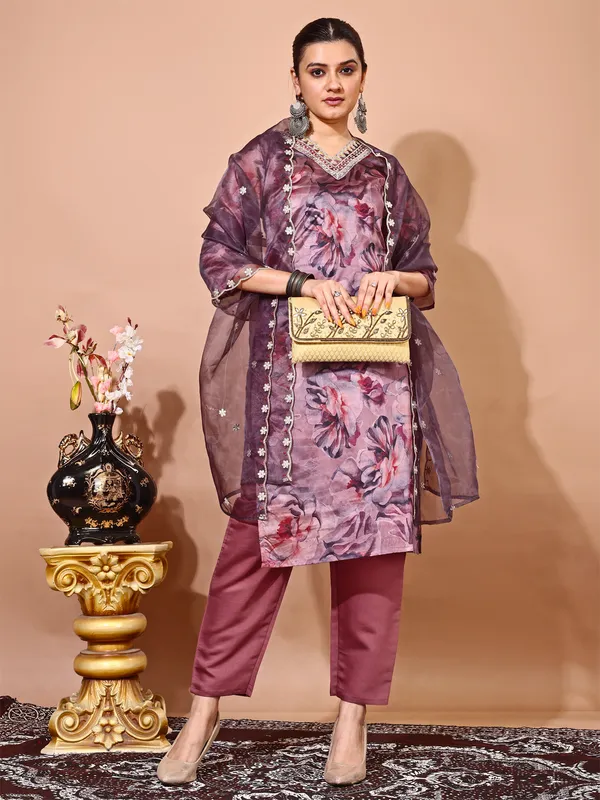 Coffee_Trendy_Straight_Kurta_Pant_Set_with_Designer_Dupatta