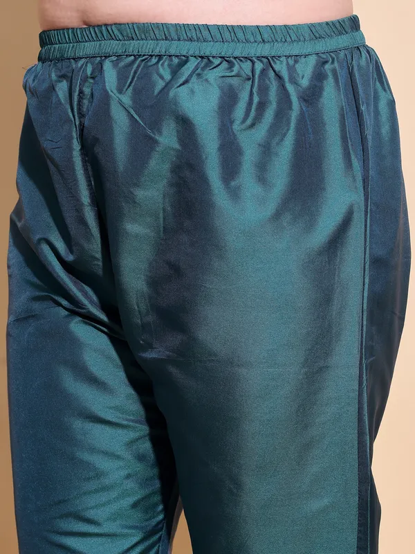 GREEN_Art_Silk_Embroidered_Anarkali_Pant_Dupatta_Set_For_Women