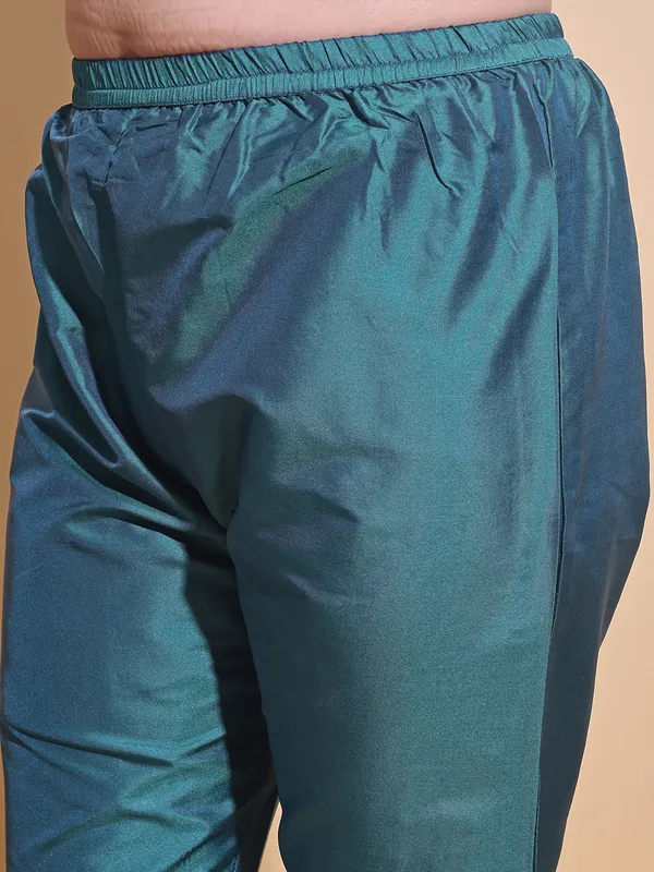 GREEN_Art_Silk_Embroidered_Anarkali_Pant_Dupatta_Set_For_Women