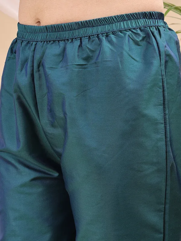 Green_Art_Silk_Embroidered_Kurti_Pant_Dupatta_Set_For_Women