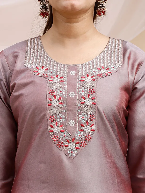 Grey_Embroidered_Straight_Kurta_Set_with_Floral_Printed_Dupatta