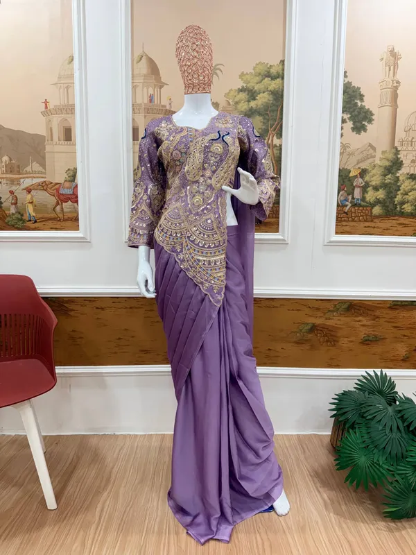 LAVENDER_TRENDING_READY_TO_WEAR_SAREE_WITH_FULLY_EMBROIDERED_STYLIST_BLOUSE_