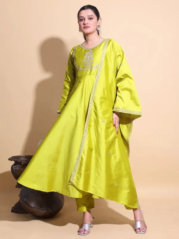 LEMON_Art_Silk_Embroidered_Anarkali_Pant_Dupatta_Set_For_Women