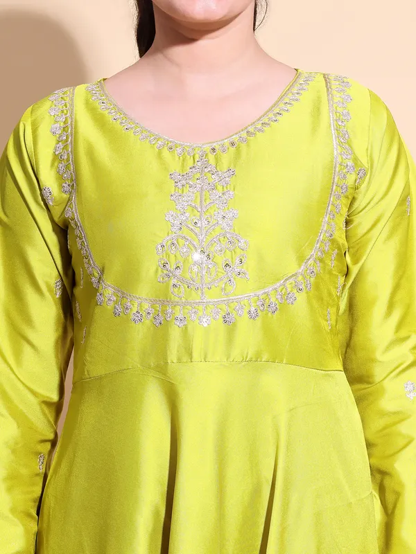 LEMON_Art_Silk_Embroidered_Anarkali_Pant_Dupatta_Set_For_Women