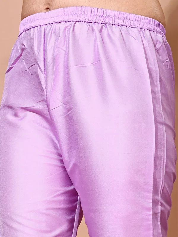 Lavendar_Art_Silk_Embroidered_Kurti_Pant_Dupatta_Set_For_Women