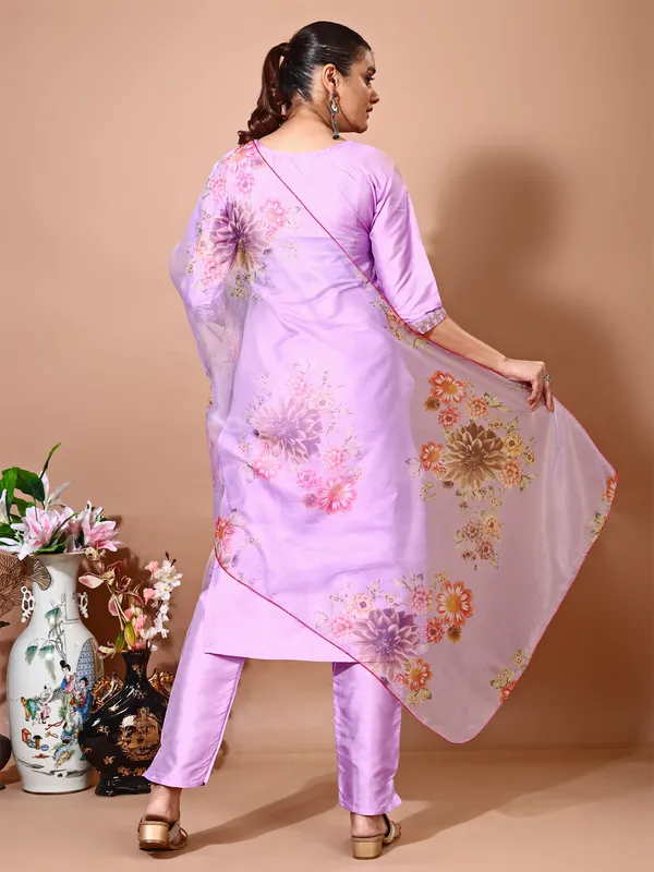 Lavendar_Art_Silk_Embroidered_Kurti_Pant_Dupatta_Set_For_Women
