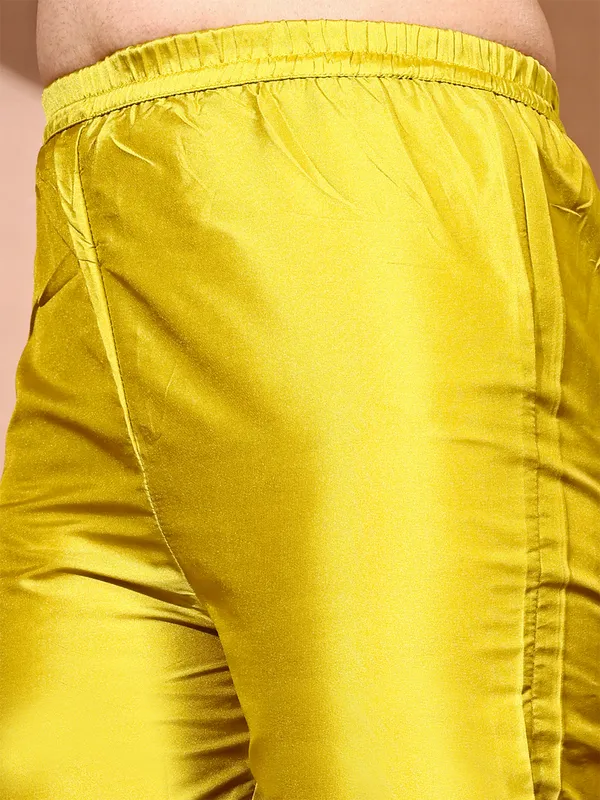 Lemon_Art_Silk_Embroidered_Kurti_Pant_Dupatta_Set_For_Women