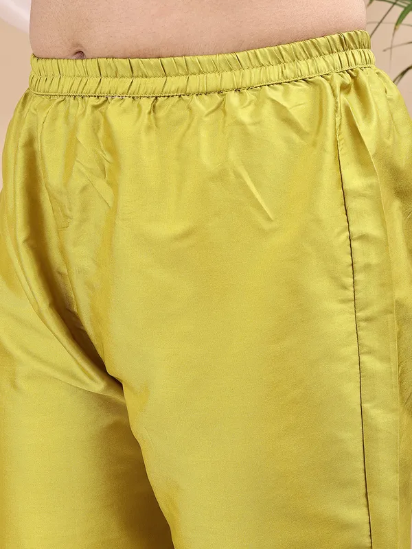 Lemon_Art_Silk_Embroidered_Kurti_Pant_Dupatta_Set_For_Women