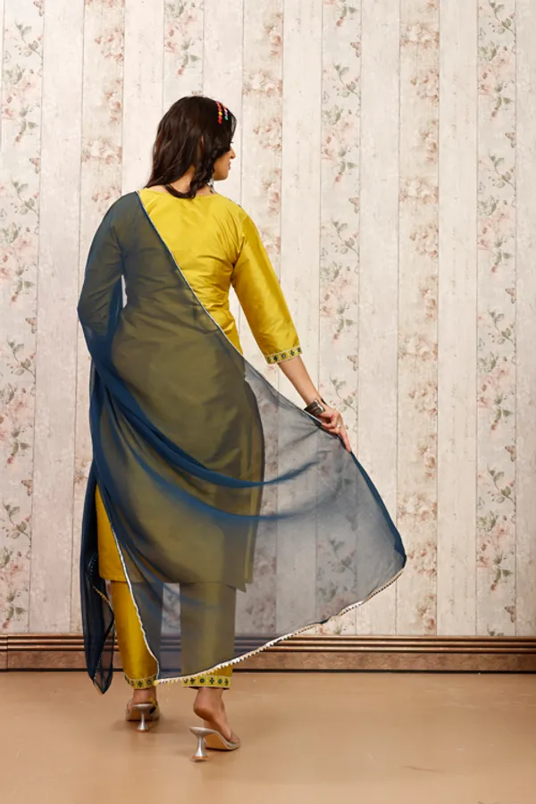 Lemon_Art_Silk_Embroidered_Kurti__Pant_Dupatta_Set_For_Women
