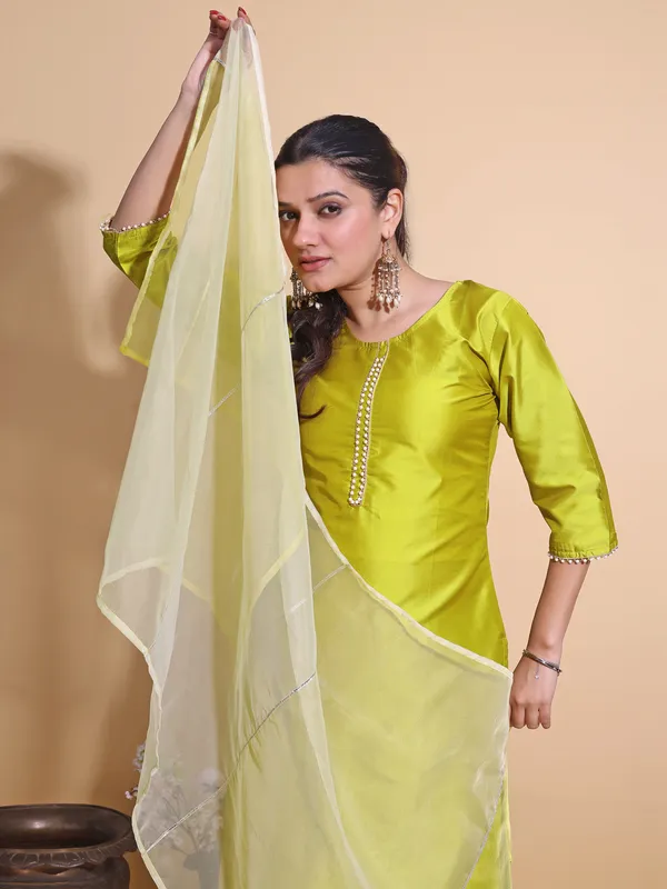 Lemon_Art_Silk_Solid_Kurti_Pant_Dupatta_Set_For_Women