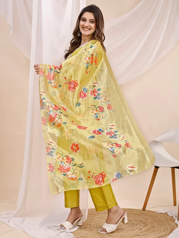 Lemon_Embroidered_Straight_Kurta_Set_with_Floral_Printed_Dupatta