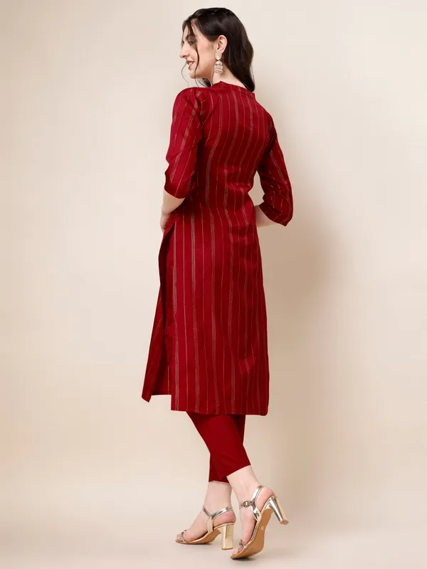 MAROON_Elegant_Pinstripe_Kurta_Set_with_Straight_Pants