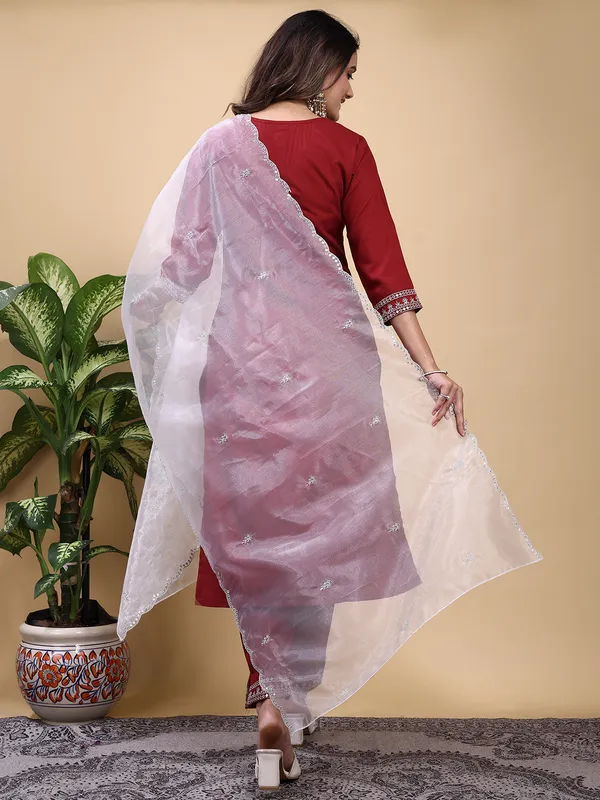 MAROON_Trendy_Straight_Kurta_Pant_Set_with_Designer_Dupatta