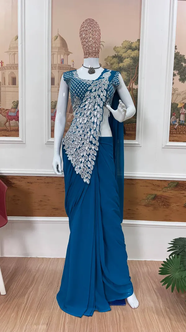 MORPEACH_TRENDING_READY_TO_WEAR_SAREE_WITH_FULLY_EMBROIDERED_STYLIST_BLOUSE