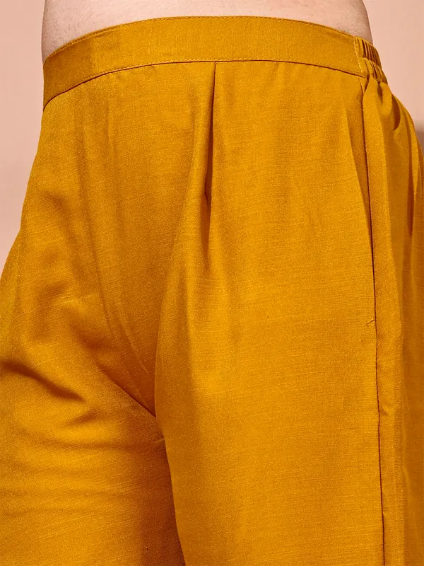 Mustard_Art_Silk_Embroidered_Kurti_Pant_Dupatta_Set_For_Women